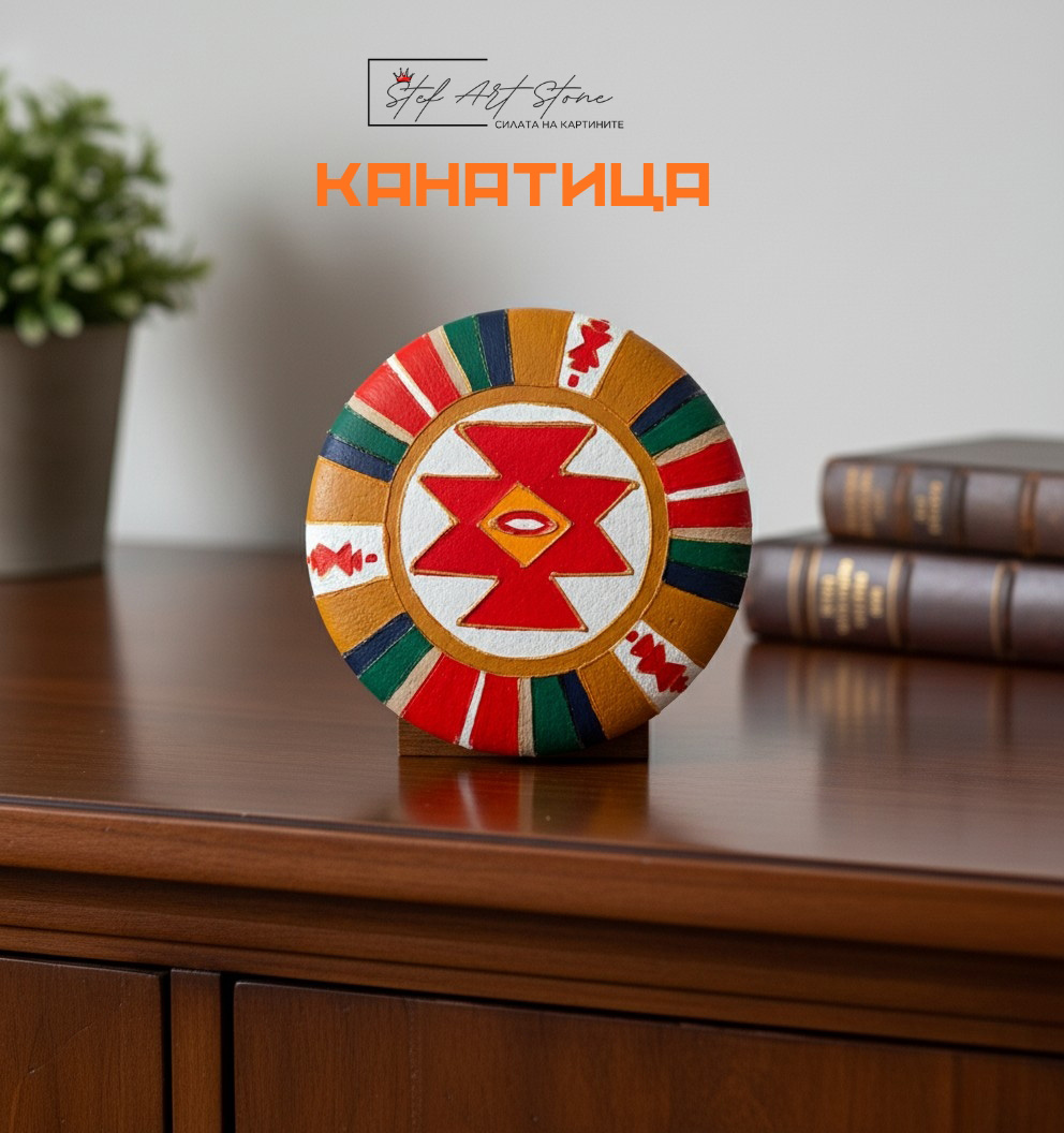 Ръчно рисуван камък талисман с Канатица от StefArt Stone