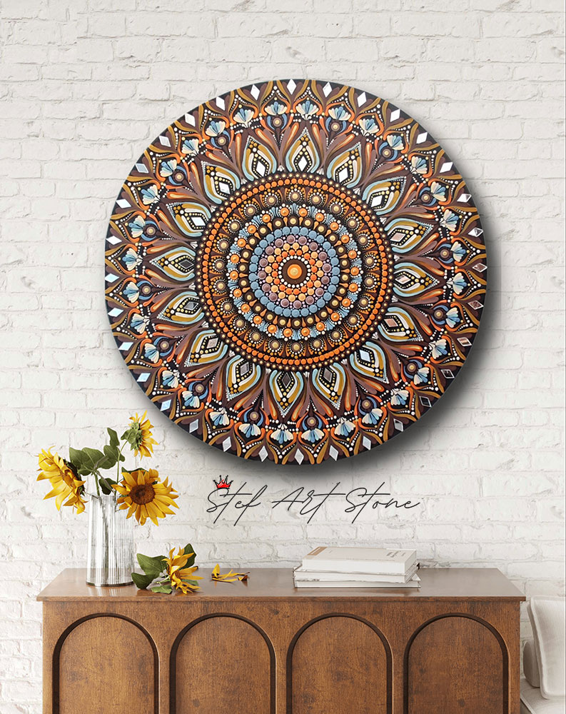 Картина мандала за стена от StefArt Stone в модерен интериор