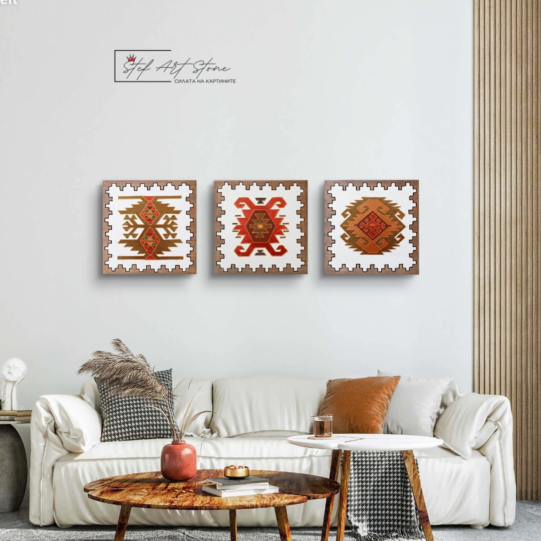 Комплект картини за стена с шевици над диван
