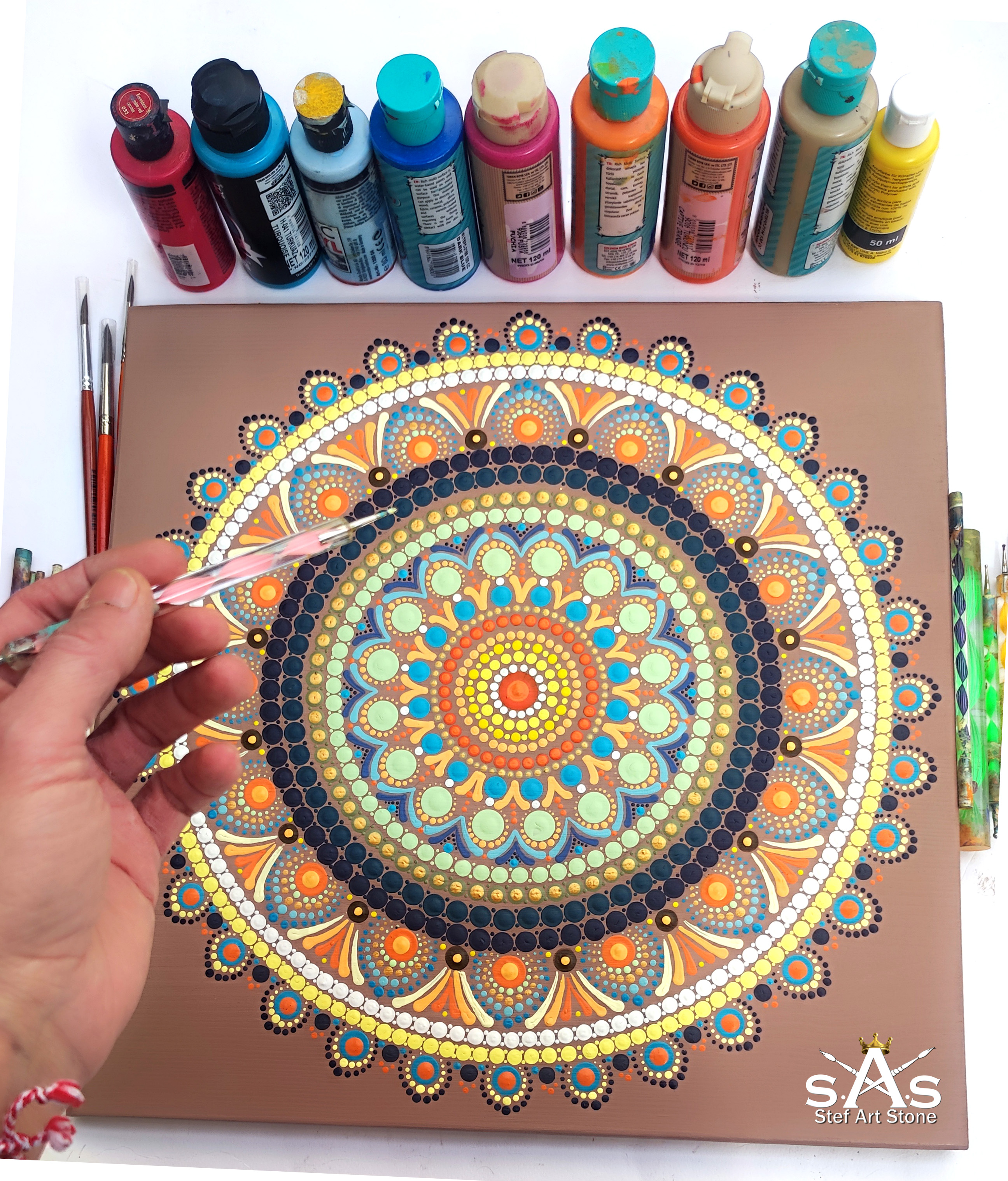 Процес на рисуване на манjavascript:void(0)дала чрез Dot Art техника