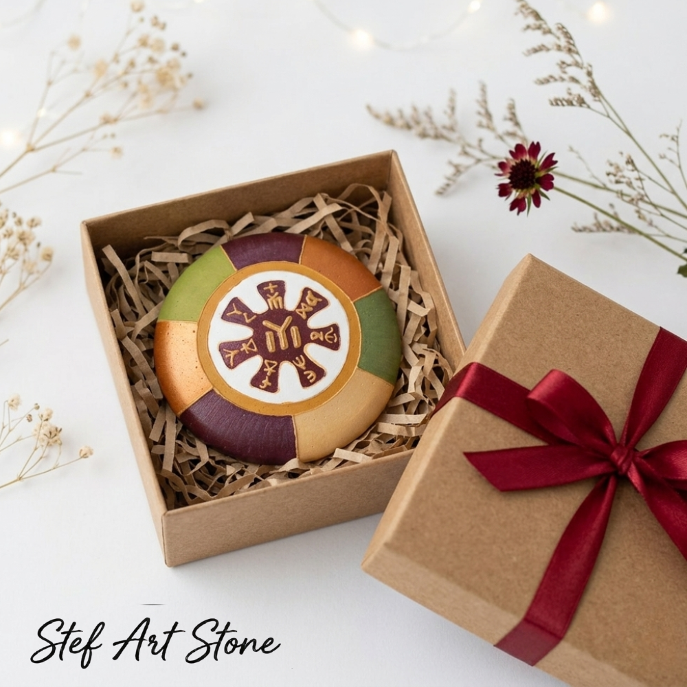 Луксозна крафт опаковка StefArt Stone с червена панделка