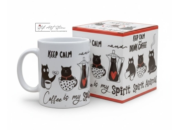 Керамична чаша за кафе "Keep Calm & Cats" – Забавен подарък за любители на котки