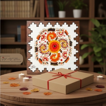 Подаръчен комплект картина със соларен символ в кутия със сертификат