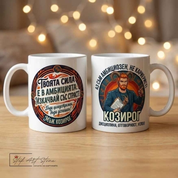 Чаша за мъж Козирог с мотивиращ надпис за подарък