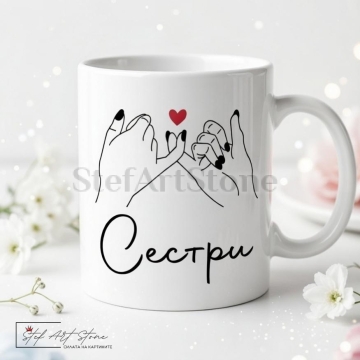 Елегантна чаша за подарък за сестра с надпис сестри и кутия