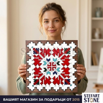 Картина с елбетица „Сърцето на Дома" – подарък за жена и за нов дом с български корени
