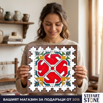 Картина с шопска елбетица Серия Традиция в светъл интериор – етно картина за стена