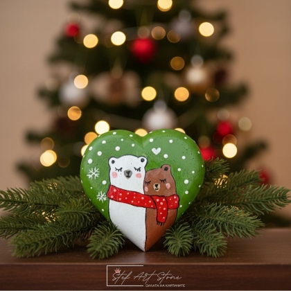 Коледна украса мечета с шал върху зелен фон