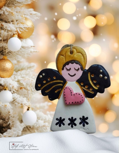 Украса за Елха и Стена - Ръчно Изработен Коледен Ангел 