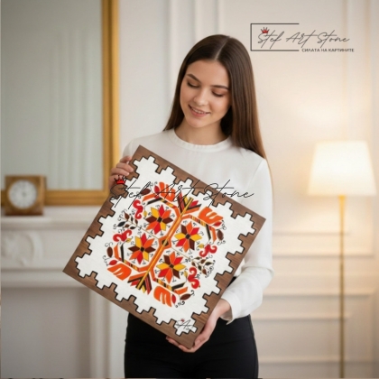 Идея за подарък за юбилей: Луксозна картина от дърво със символ за изобилие