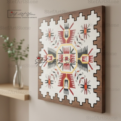 Ръчно рисувана картина Елбетица в червено - символ на защита