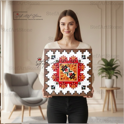 Автентична българска шевица за дома, ръчно рисувана върху дърво