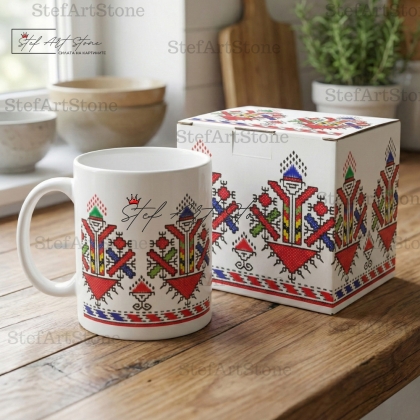 Подаръчна чаша със Самоковска шевица и кутия