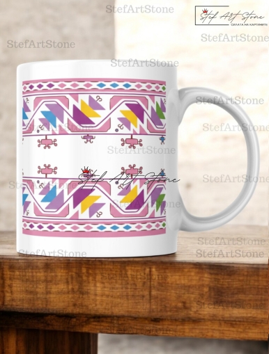 Керамична Чаша с Шевица от Видинско "Розова Нежност"