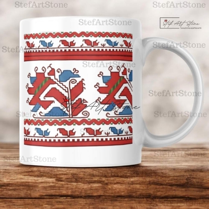 Керамична Чаша с Българска Шевица 