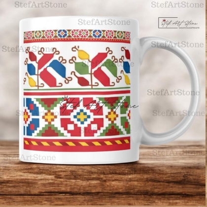 Керамична Чаша със Самоковска Шевица "Цветна Хармония"