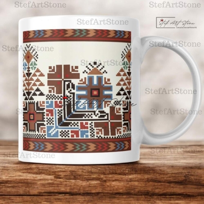 Керамична Чаша с Плевенска Шевица "Древен Знак за Хармония"