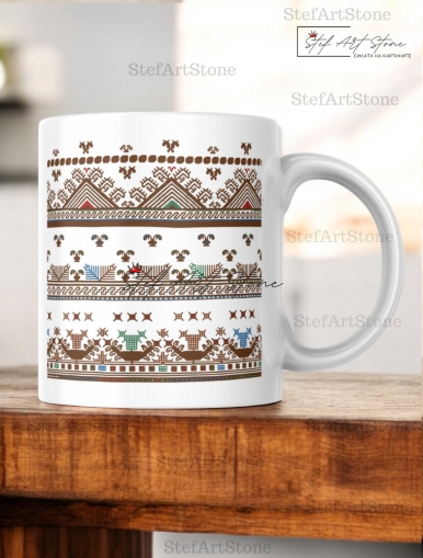 Керамична Чаша с Плевенска Шевица "Ритъмът на Земята" – Подарък в Кутия