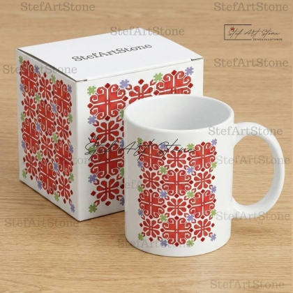 Керамична Чаша със Софийска Шевица "Цъфтяща Радост"