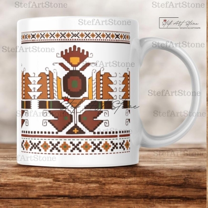 Керамична Чаша с Шевица в Земни Тонове "Мъдростта на Корена" 