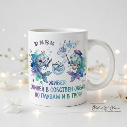 Чаша Зодия Риби ,  Чаша за подарък
