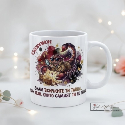 Зодиакална чаша със забавен надпис – СКОРПИОН