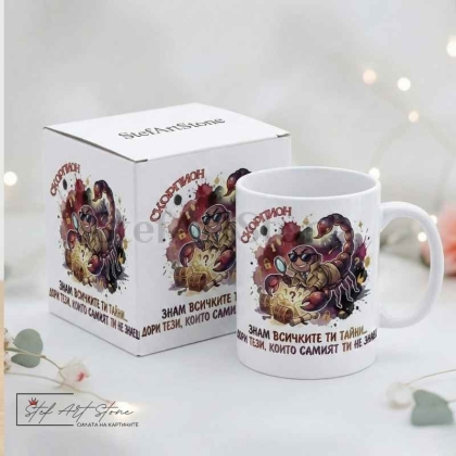  Чаша със забавен надпис – СКОРПИОН | Чаша за подарък