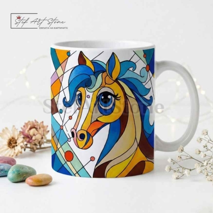 Арт Чаша за Подарък с Кон | Авторски Дизайн