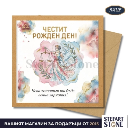 Персонализирана картичка за рожден ден зодия Везни