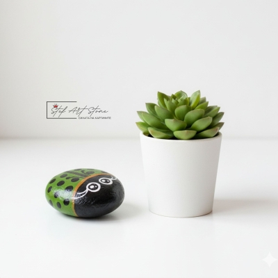 Рисуван камък Калинка- ръчно изработени подаръци и декорация за дома