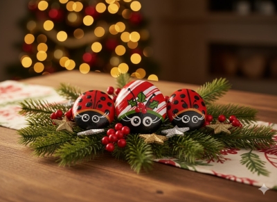 Сет 3 части ръчно рисувани камъни  калинки