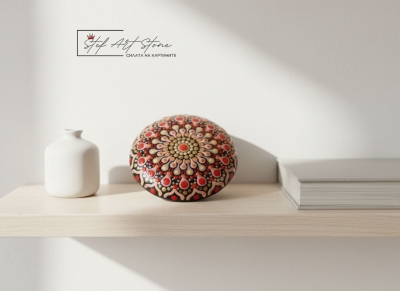 Декоративен камък Мандала за рафт или етажерка (луксозен интериор)