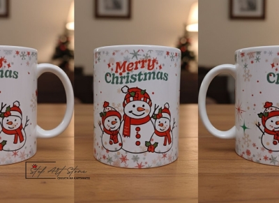 Коледна чаша "Весели Снежни Човеци"