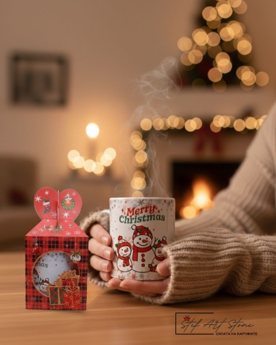 Коледна чаша "Весели Снежни Човеци"