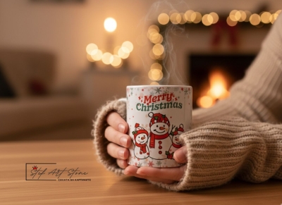 Коледна чаша "Весели Снежни Човеци"