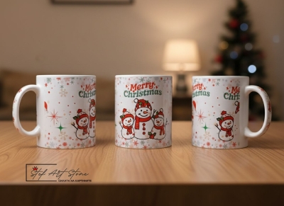 Коледна чаша "Весели Снежни Човеци"