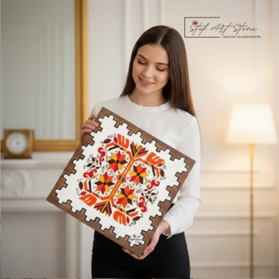 Идея за подарък за юбилей: Луксозна картина от дърво със символ за изобилие