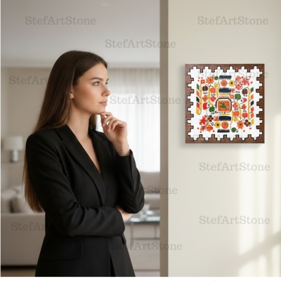 Интериорен дизайн с картина от дърво Шевица Райска Градина - Серия Традиция