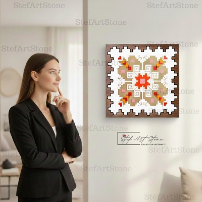 Стилен и нежен интериор с картина Елбетица в пастелни тонове