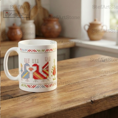 Керамична чаша с шевица от Дупнишко - Пауни и Петли