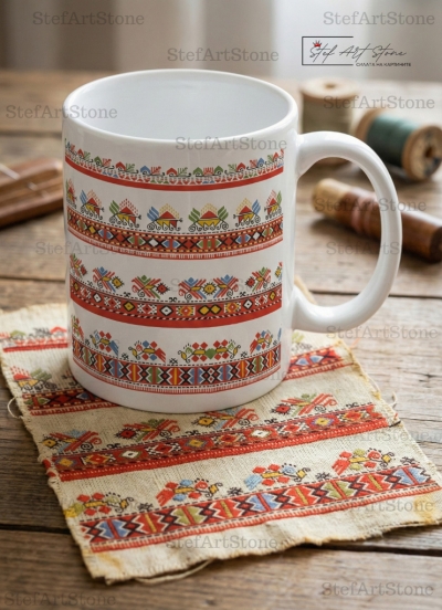 Керамична Чаша с Шевица от Самоков "Пъстър Ритъм" – Серия Възраждане