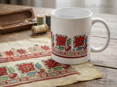 Керамична Чаша с Шевица от Ловешко "Аленото Цвете"