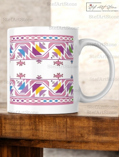 Керамична Чаша с Шевица от Видинско "Розова Нежност"