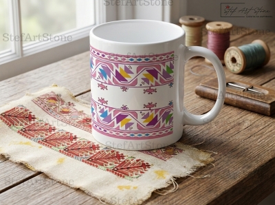 Керамична Чаша с Шевица от Видинско "Розова Нежност"