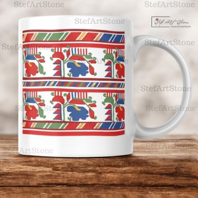 Керамична Чаша за Кафе със Самоковска Шевица