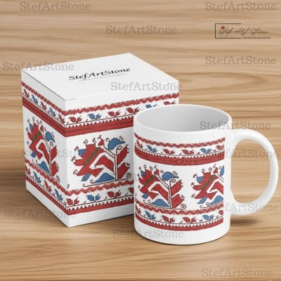 Керамична Чаша с Българска Шевица 