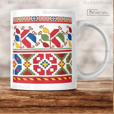 Керамична Чаша със Самоковска Шевица "Цветна Хармония"