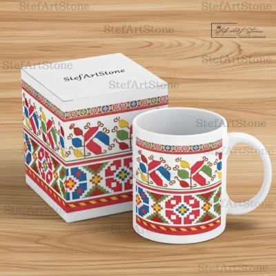 Керамична Чаша със Самоковска Шевица "Цветна Хармония"