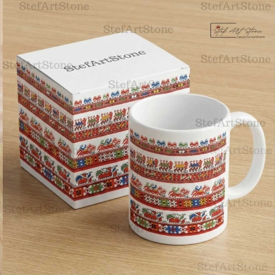 Керамична Чаша със Самоковска Шевица "Празнично Изобилие" 