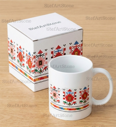 Керамична Чаша с Българска Шевица в кутия